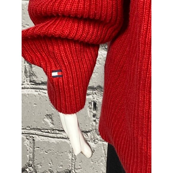 Tommy Hilfiger Mens XL Red 1/4 Zip Ribbed 100% Cotton Pullover Sweater - Picture 5 of 9